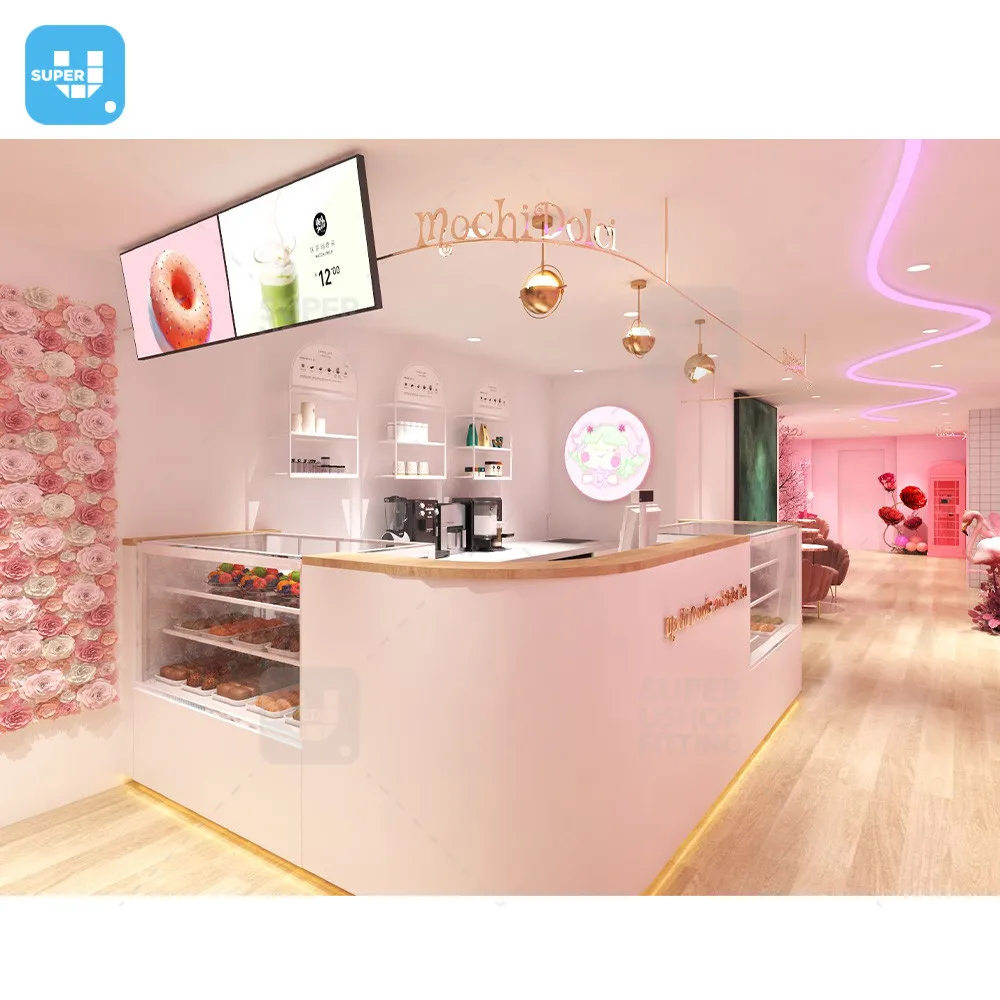 Custom Retail Milk Tea Store Interior Decoration Hot Trendy Boba Tea