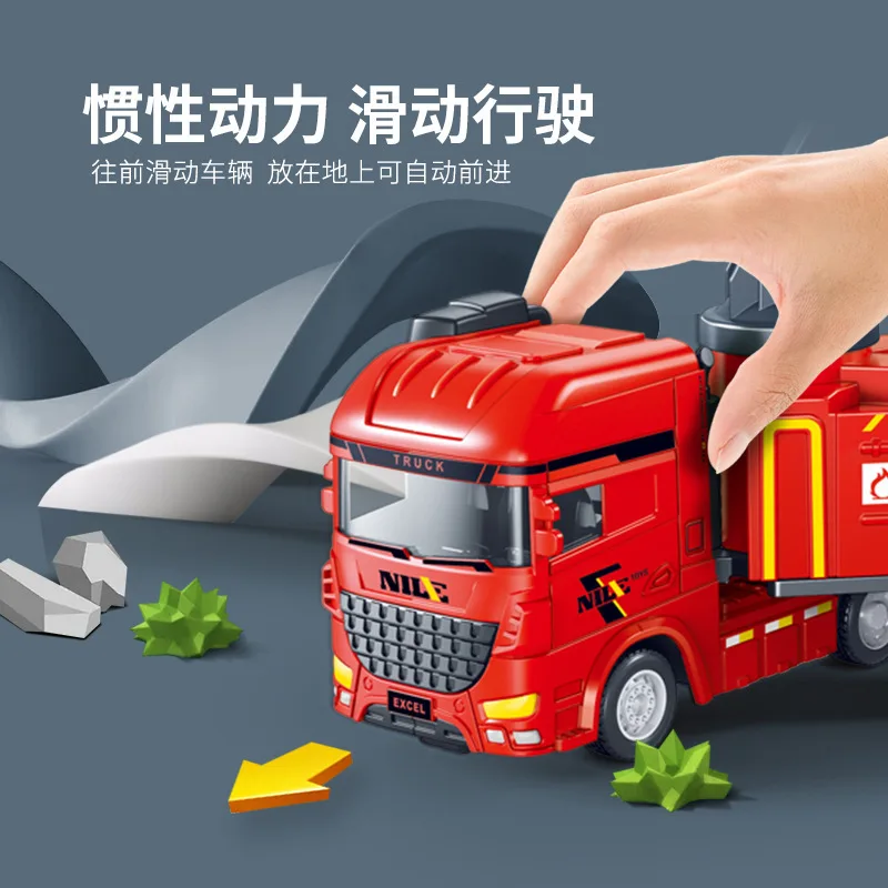 2024 High Quality Inertial Model Rescue Car Toy Fire Truck Simulation 360 Degree Chassis Rotate Friction Fire Engine Toys