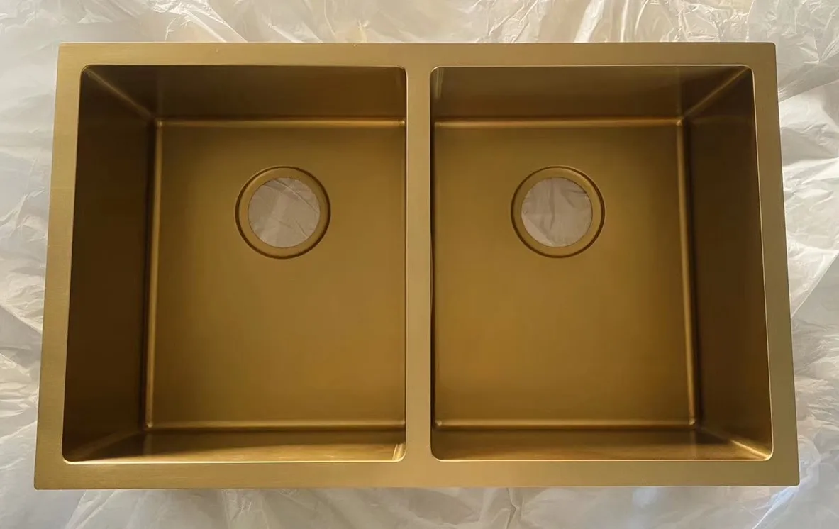 Stainless Steel Nano Black Painting Kitchen Sink Gold With Gold Drainer  Waste Set