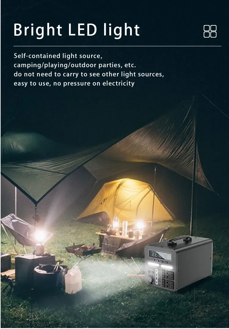 1000W Portable Power Station For Camping Household Solar Energy Storage Power Supply