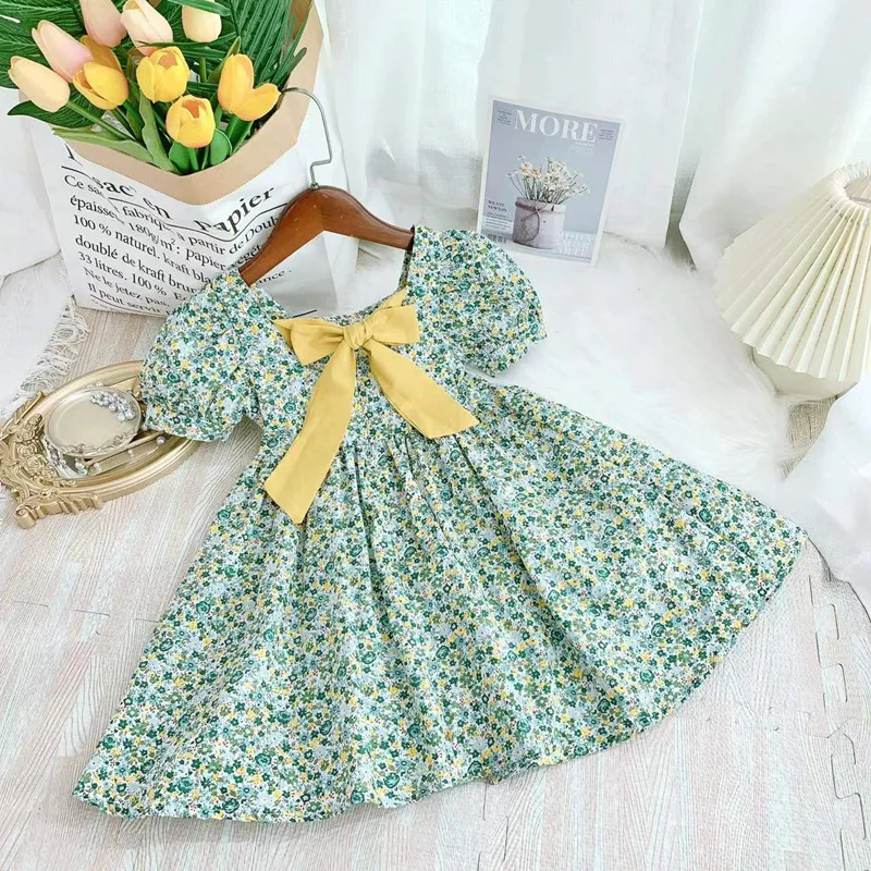 Floral Pattern Cotton OEM Accept Girl Clothing Kids Clothes