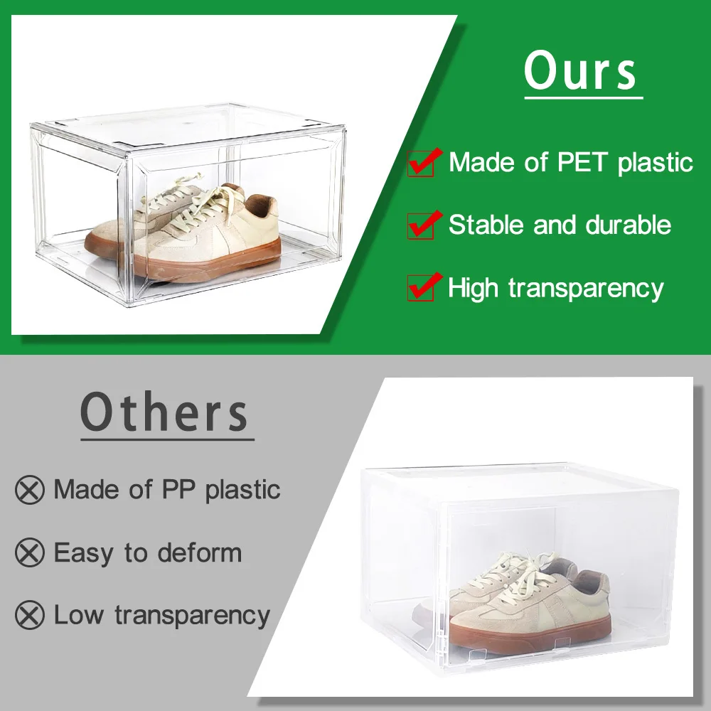 Large Size Drop Side Stackable Sneaker Shoe Box Clear Acrylic