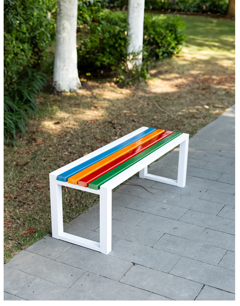 product wholesale modern outdoor public park metal steel solid wooden garden patio bench-63