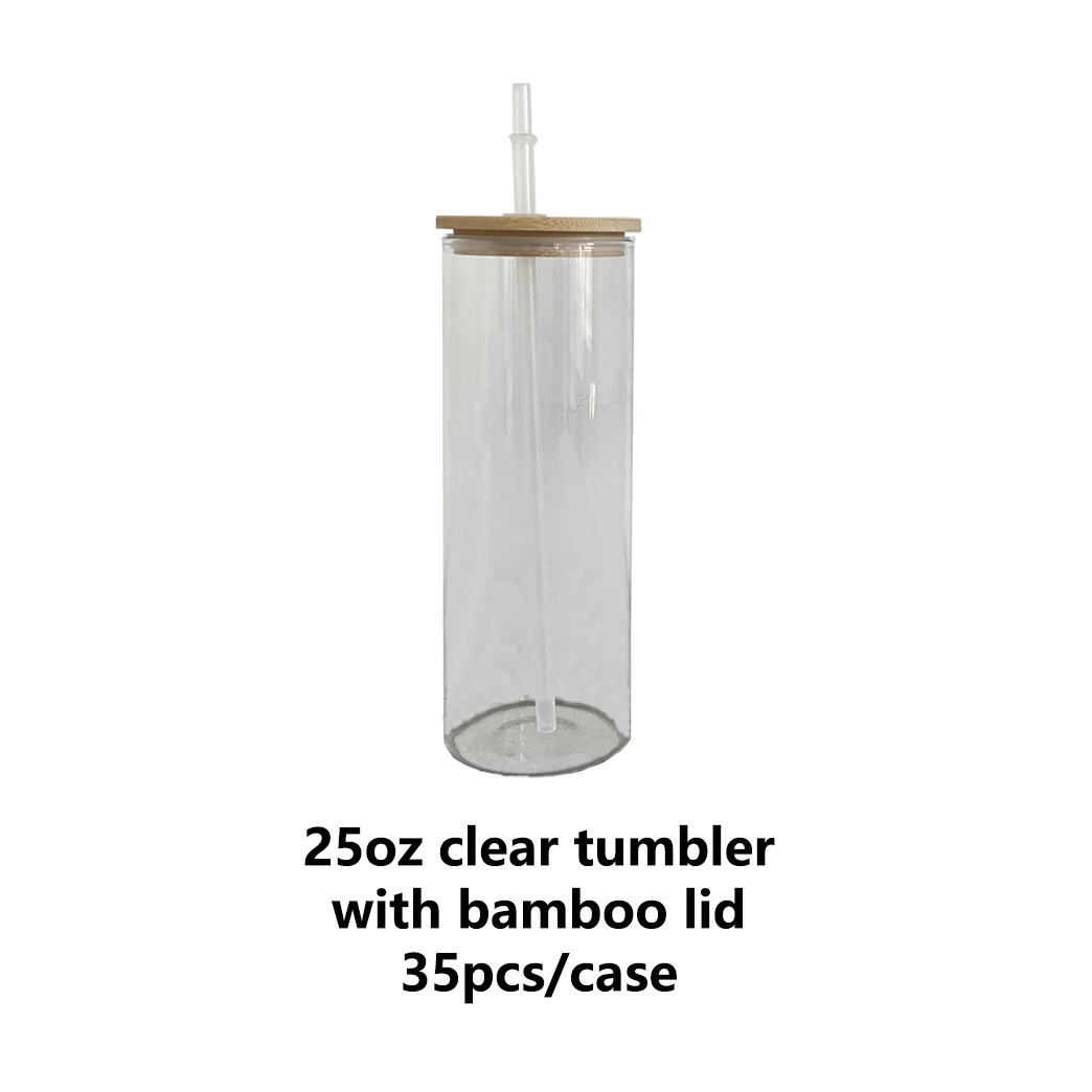 Print On Demand 16 oz Can Glass With Bamboo Lid and Straw CLEAR – DanniBe  Collection