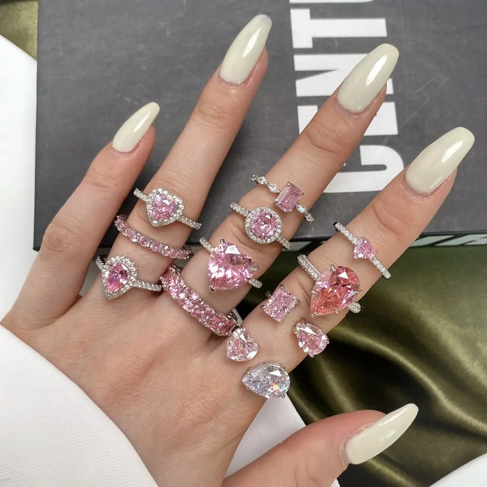 KAKODIY wedding engagement heart shaped Cubic Zirconia ring rhodium plated sterling silver 8A zircon romantic ring detail 4