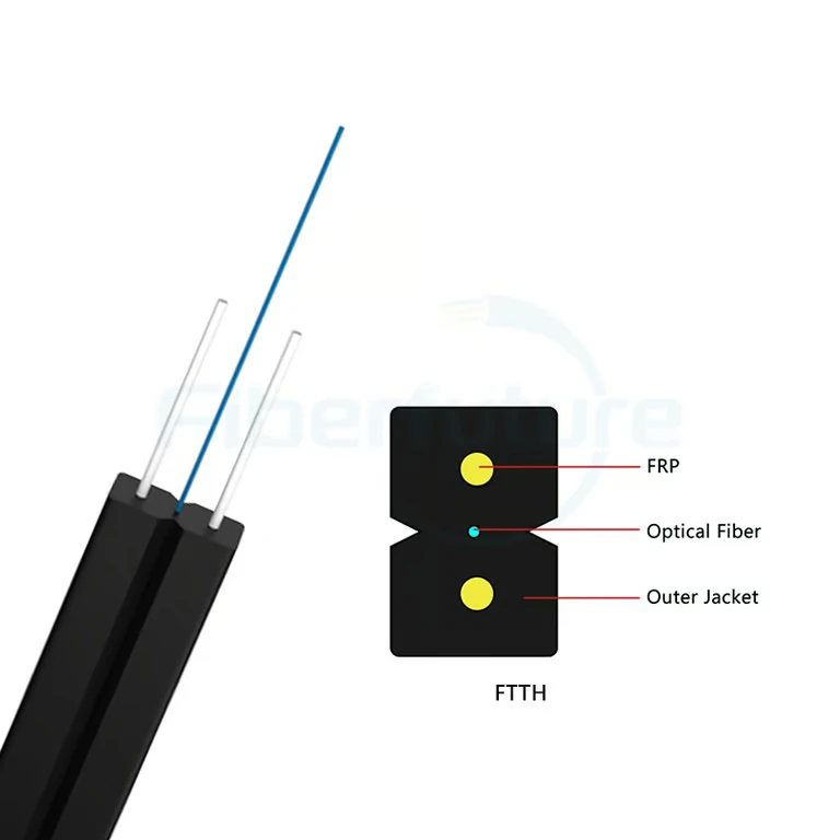 Gjxfh Frp Strength Member Lszh Bow Type Drop Cable Gjxfh Ftth Drop Fiber Optic Cable