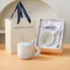 Hand-pinched peach pink-cup lid spoon-premium gift box