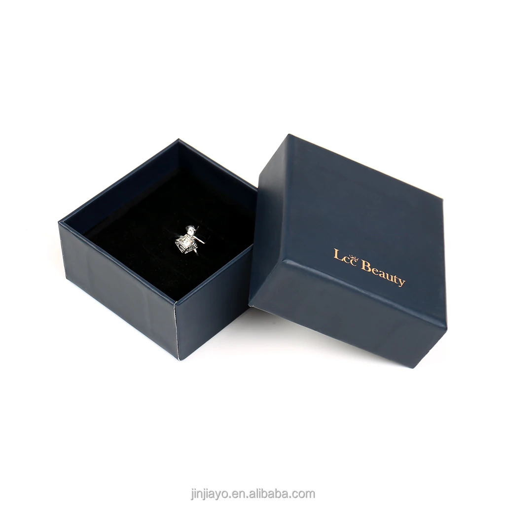 맞춤 로고 인쇄 강성 주얼리 아트 종이 박스, 홀로그램 각인(핫 스탬핑), 매트 라미네이션 마감의 뚜껑 및 바닥, 호일 엠보싱, 반지용 스펀지