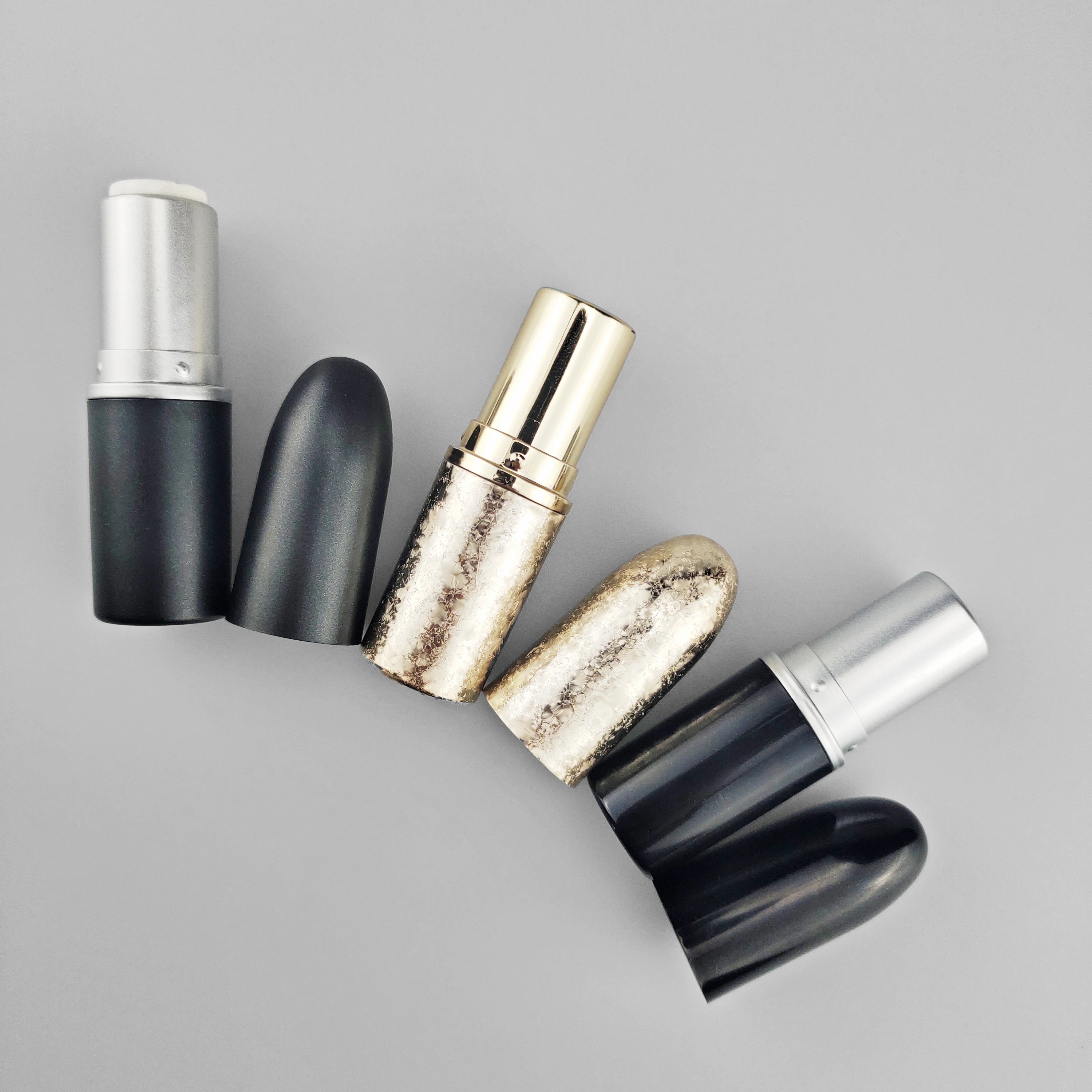 Bullet Shape Design Glitter Gold Color Lipstick Container Luxury Lipstick Tube for MAC