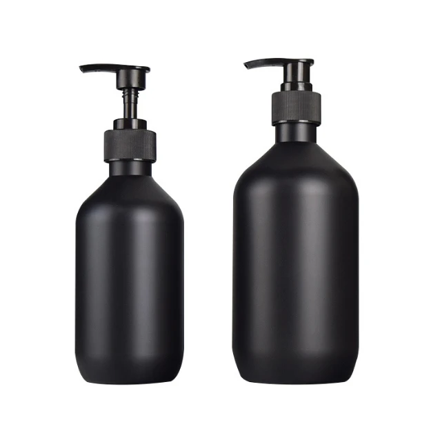 Flacone di lozione opaco nero da 300 ml e 500 ml Flacone di shampoo in plastica Flacone di gel da bagno pressato