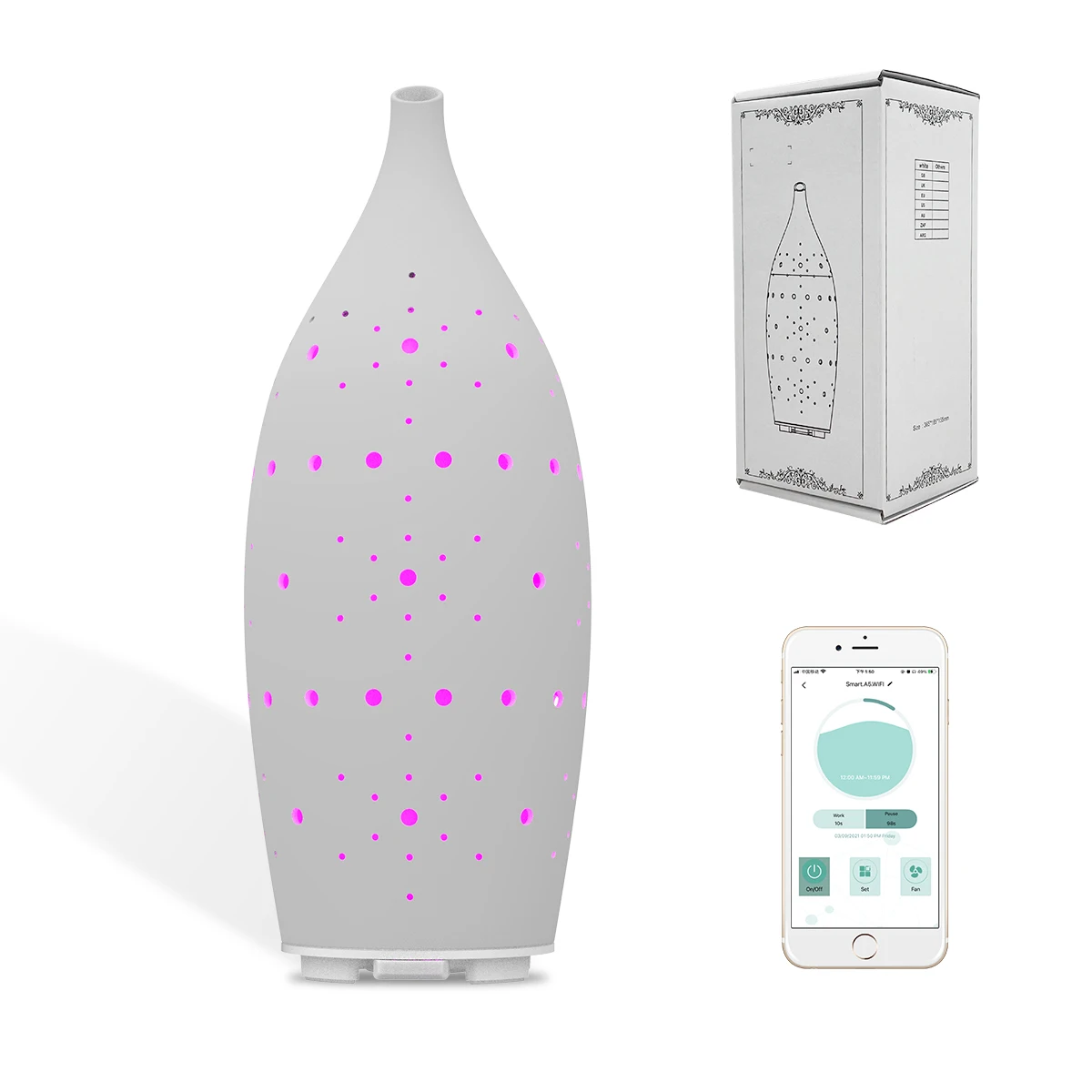 Elegant Customizable Aroma Diffuser Machine Ceramic Cover Screen Electric Office Essential Oil Atomizer French Tabletop