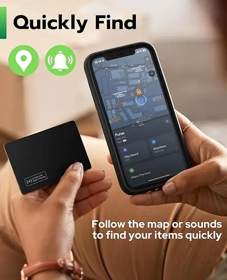 RFID Blocking Card for Travel - Bluetooth Find My Asset Tags and Labels NFC Signal Blocker & Wireless Charger