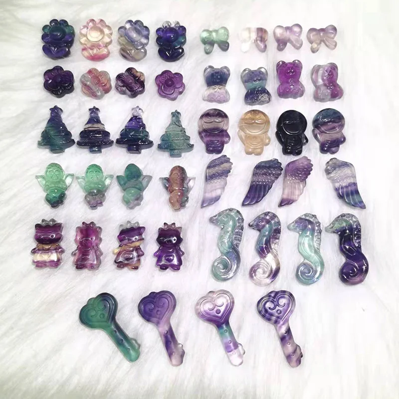 Natural  Crystal Seahorse Carving Fluorite Ornaments for Gift