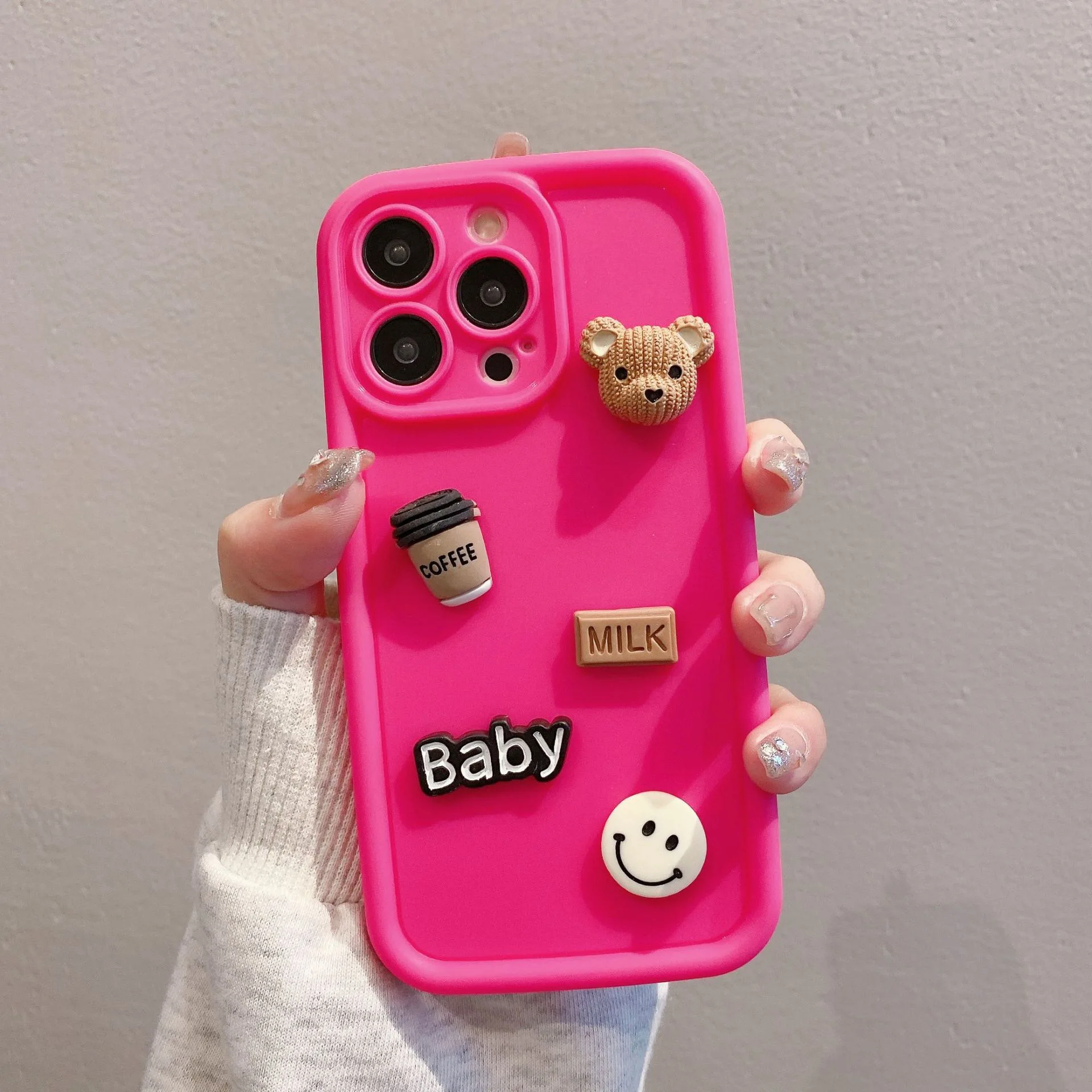 New Cartoon 3d Smiley Cute Coffee Bears Phone Case Suitable For Iphone ...