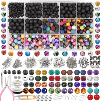 Amazon Lava Beads Stone Kits Chakra Stone Set Jewelry Making Kit With Beads Jewelry For Necklace Bracelet Earrings Making