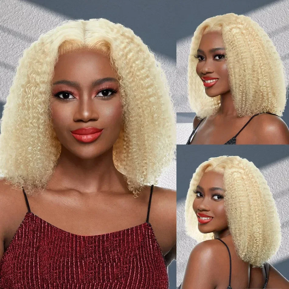 613 HD Lace Frontal Deep Wave Bob Wig Human Hair Brazilian Honey Blonde Water Wave Lace Front Wigs_voghion.com