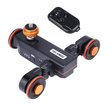 YELANGU 3-Wheels Motorized Autodolly Video Car Slider with Remote,Rechargeable,Three Speed Adjust for Iphone, DSLR Camera detail image