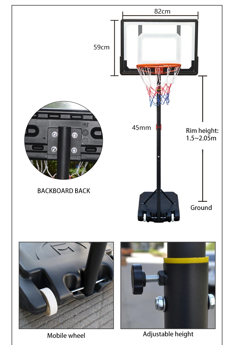 Pvc Backboard Adjustable Height Stand with PVC Backboard Perfect Basketball Court ...