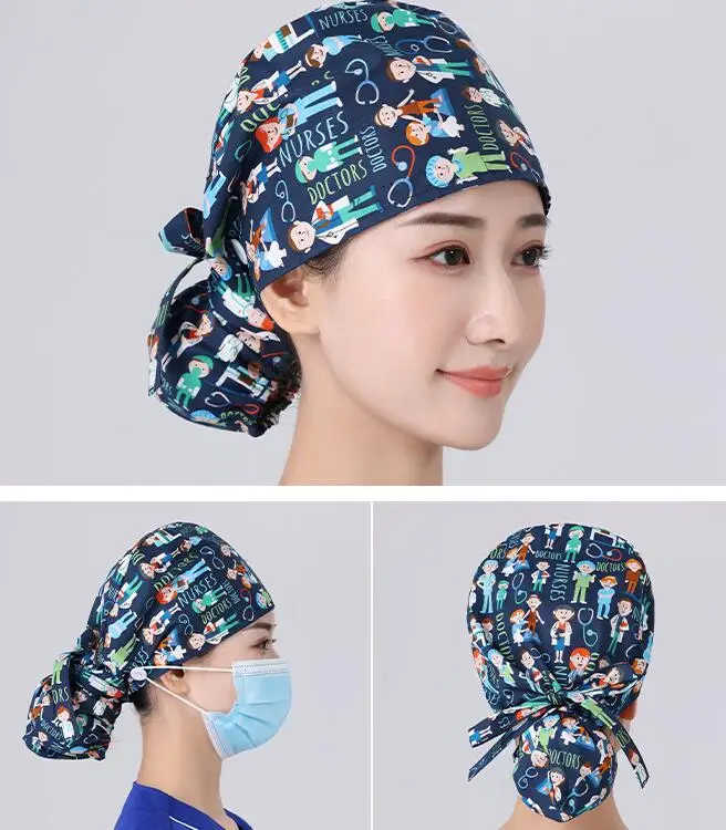 Women Ponytail Holder Nurse Scrub Cap 