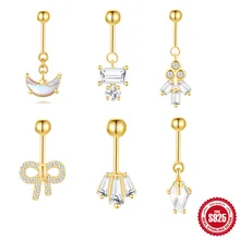 10Pcs/set Trendy 18K Gold Plated S925 Silver Vertical Bow Tassel Chain Funky Stud Earrings Full CZ Piercings Earrings Jewelry