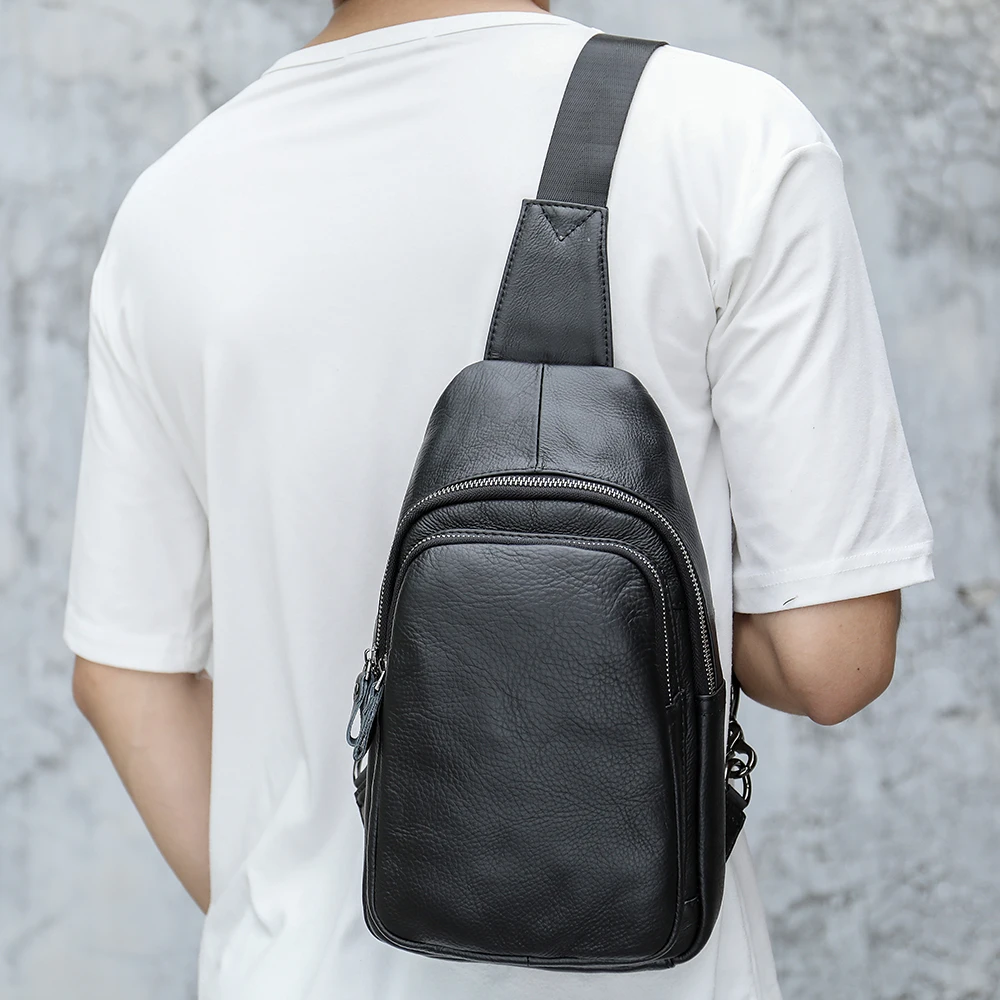 Mens Leather Crossbody Sling Bag Vintage