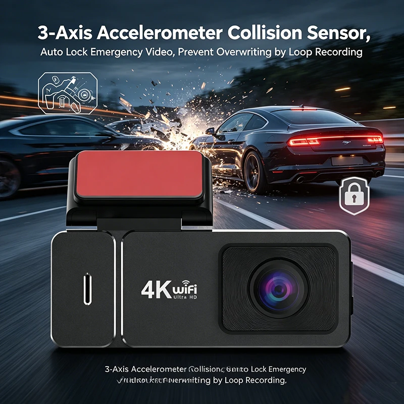 VIEVGUARB VS1138 Dash Cam Video Recorder Parking Monitor Loop Recording Night Vision G-Sensor App Control GPS Dual Lens TF Card