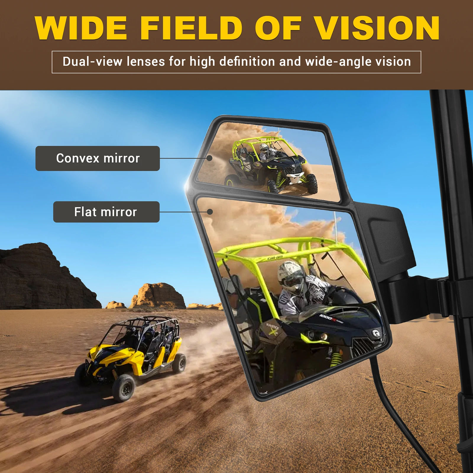 Mictuning Utv Rzr Side Rear View Mirrors Heavyduty Aluminum Rearview