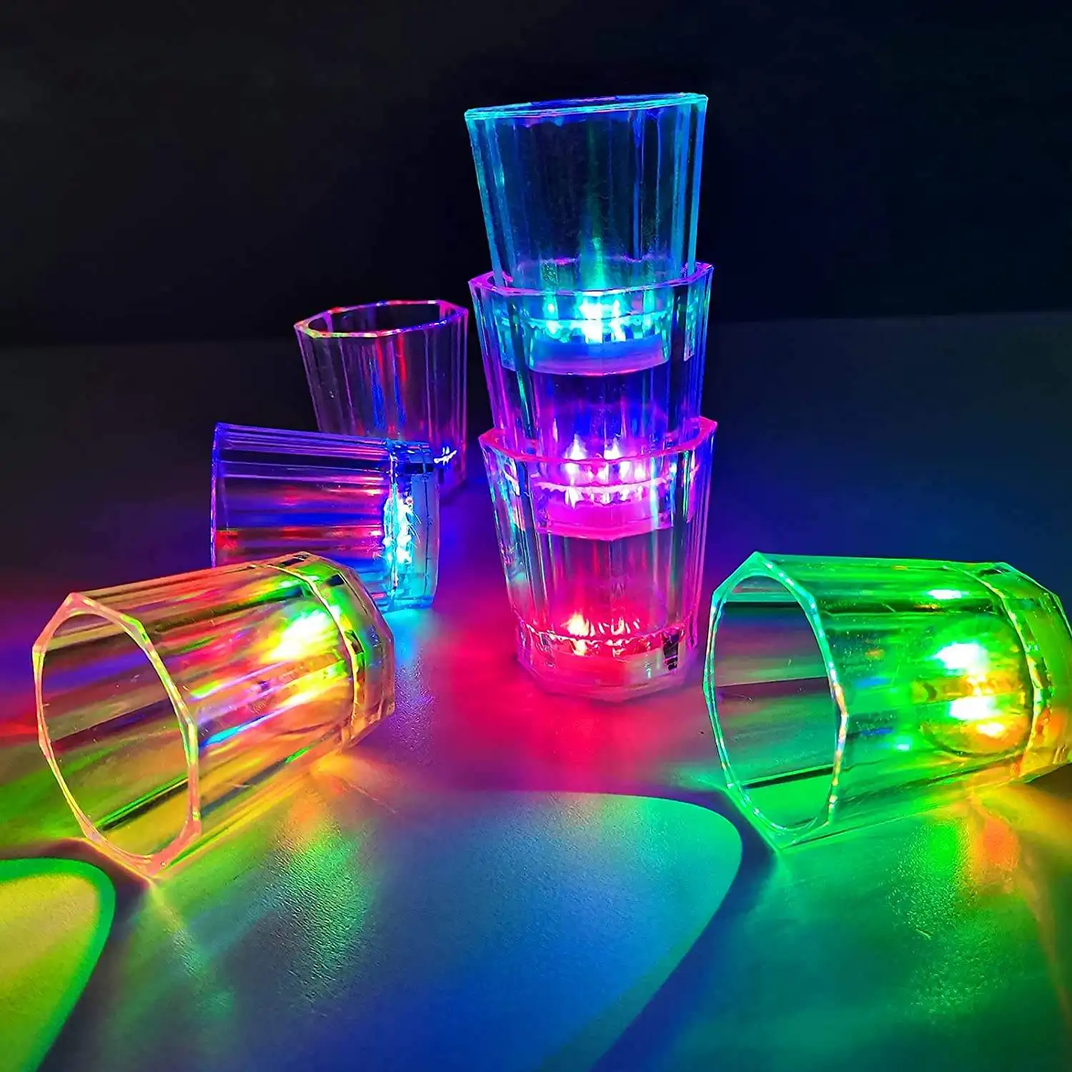 Adults Shot Cups Party LED Flash Light up Drinking Glasses Glow in the Dark Christmas Halloween Party Favors Shot Glasses  Z147