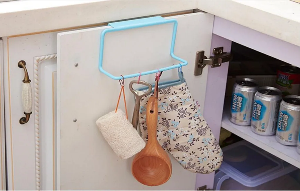 Kitchen cabinet rag towel rack perforation-free storage rack door back single-pole arrangement lazy shelf wholesale manufacture