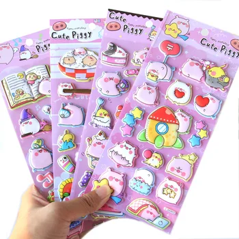 Custom Printing Cheap Notebook Decoration Die Cut 3d Cartoon Eva Foam Puffy Sticker for Kids