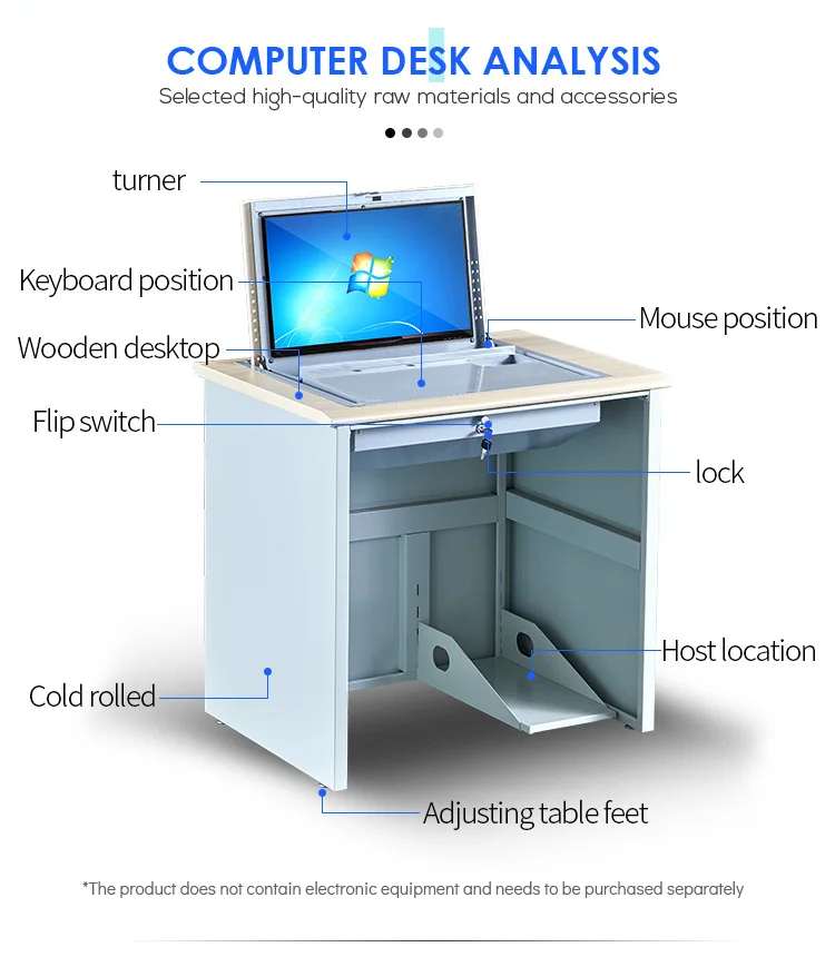 Flip Top Recessed Monitor Computer Desk for School A-V
