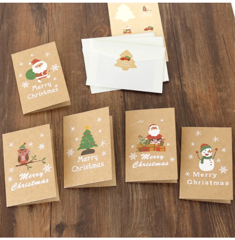 6 Pcs Christmas Greeting Cards Plus 6 Envelopes Per Pack Wholesale Custom Christmas Card - Buy