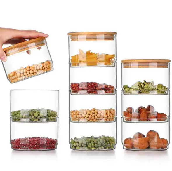 30pcs Multi-Size Kitchen Glass Jar Sealed Canister Food Storage Container  for Loose Tea Coffee Bean Sugar Salt Can Box Container