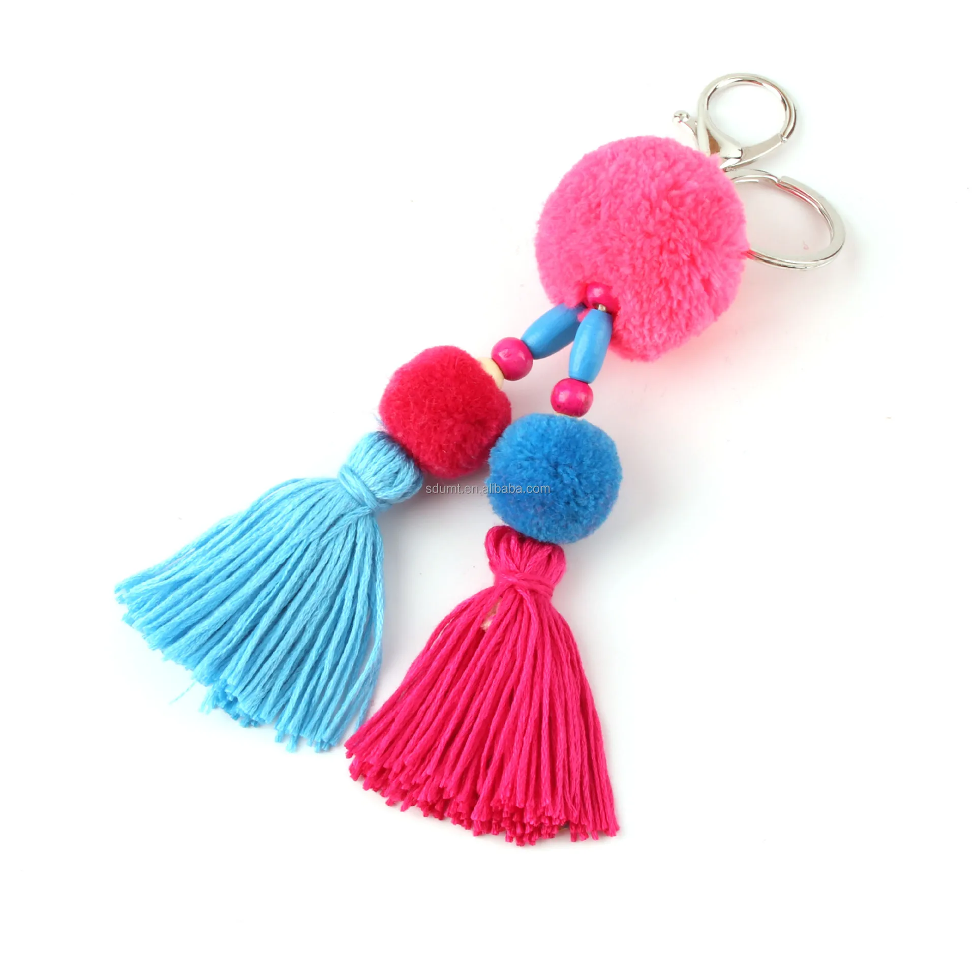 Multi Color Tassel Bag Key Ring Charm Pom Pom Purse Charm Handbag Charm