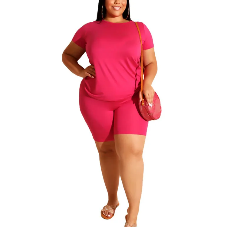 plus size two piece short sets