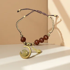 New Chinese Style Red Agate Acacia Bean Rabbit Bracelet Natural Jade Stone Bracelets Bangle