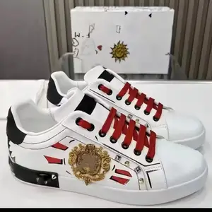 2026 High Quality Luxury Graffiti Men's Casual Skateboard Shoes Women's Genuine Leather Height Increasing Mesh PU Midsole Sports