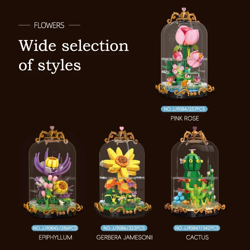 Jie Star JJ9084-9087 Flower Bouquet Building Set - Creative