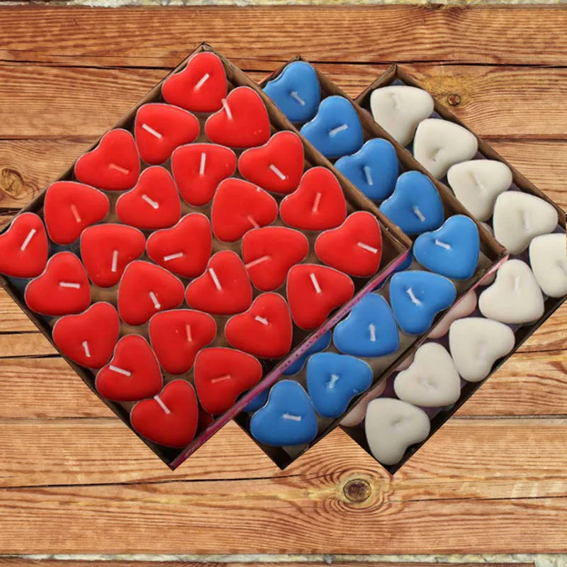 Heart Shaped Tea Light Candles Red Colored Tea Candles 2 Hours Romance