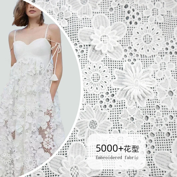 3d European American Lace Embroidered Fabric Laser Embroidered Fabric