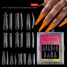 New Arrival 10 in 1 120pcs set Plastic Long Coffin Diamond False Nails 3D Soft Full Cover Irregular Nail Tips For Nails