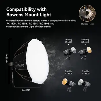 SMALLRIG Parabolic Softbox Quick Release, Parabolic Softbox, Compatible Other Bowens Mount Light (47.2inch/120cm)-4140 detail image
