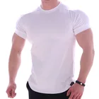 Custom Logo Men's New Sports Fitness Solid Color T-shirt Men Casual Breathable Gym Tops