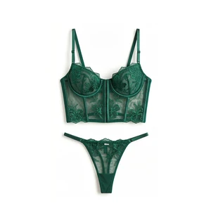 Lace Bra with Ornate Floral Embroidery Vertical Boning Seams Sexy Underwear Women Lingerie for Lady Chic Lace Bra Wholesale