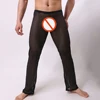 Black Mens Striped Transparent Sheer Mesh Pyjama Pants