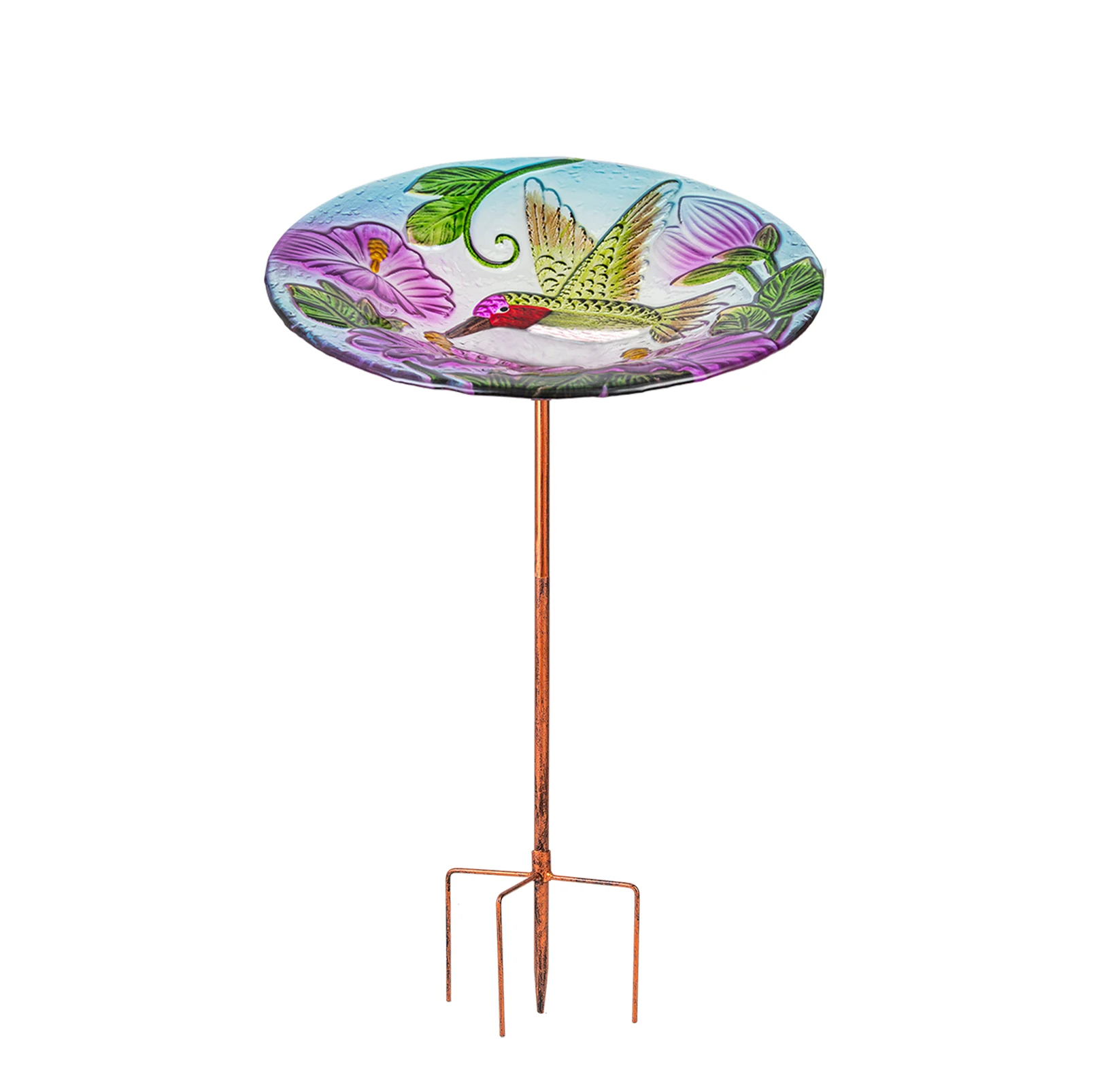 Glass Birdbath Outdoor Bird Bath Bird Feeder with Metal Stand for , Yard and Lawn