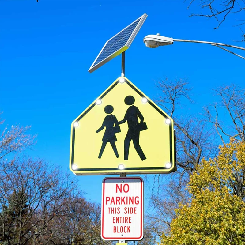 Custom LED Aluminum Traffic Warning Light Sign Solar School Zone Safety Sign for Traffic Awareness