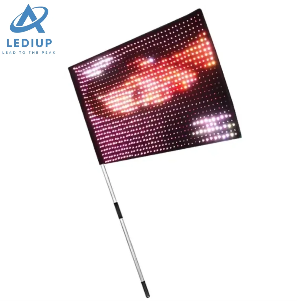 Customized Logo Led Flag Programmable Animation Video LED Glowing Flag ...