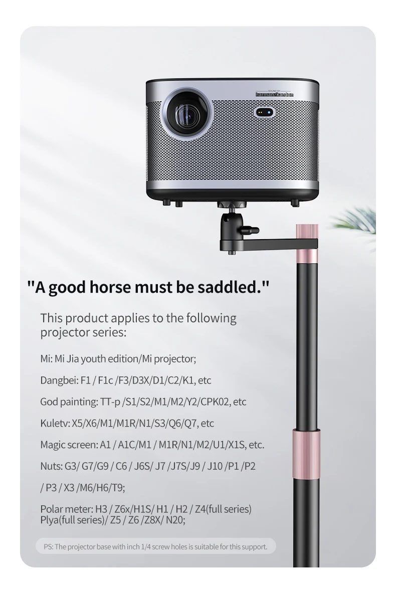 360 Rotate Steel Aluminum Adjustable Projector Floor Bracket 1/4 Spiral