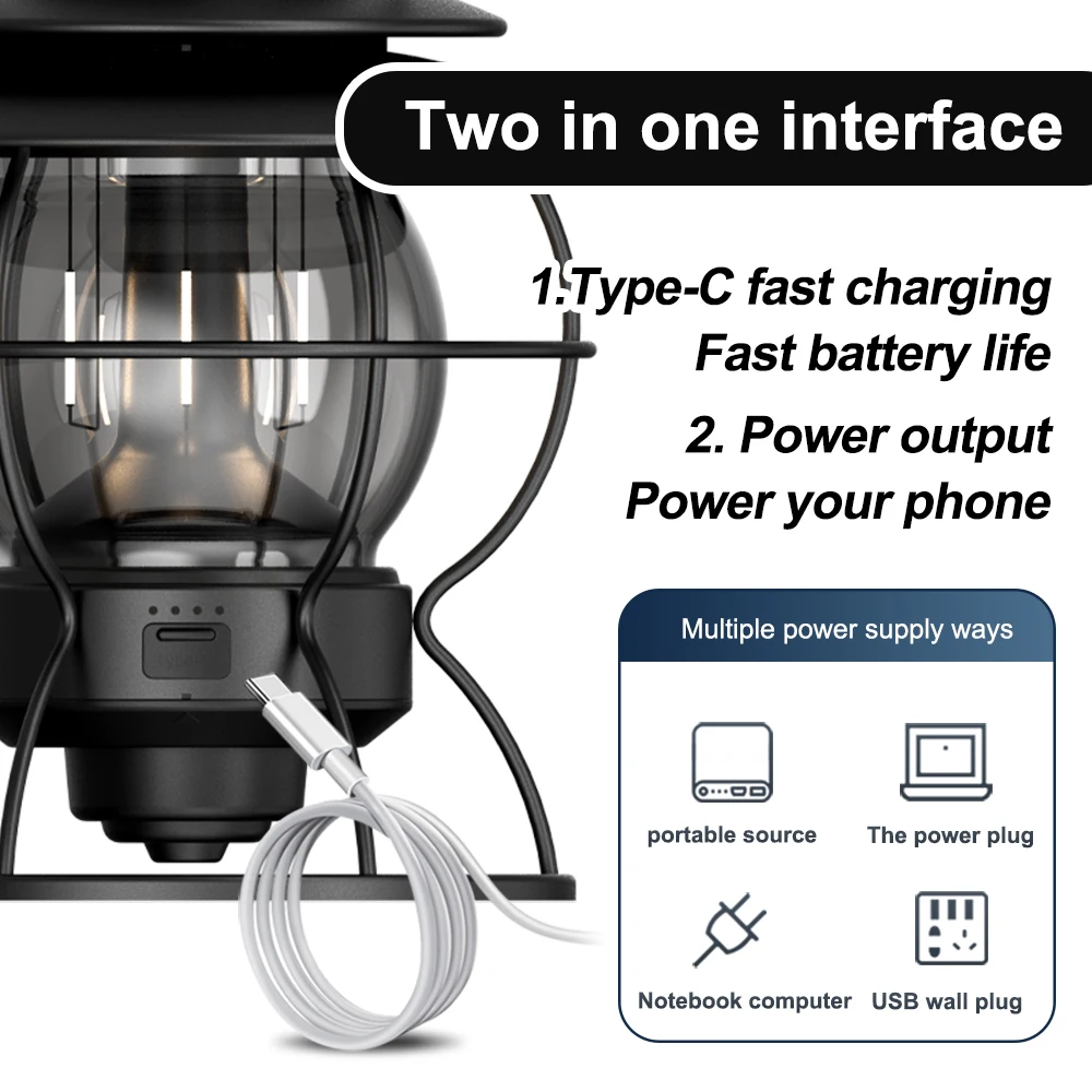 Type-c Fast Charging Camping Light, Usb Solar Charging Portable